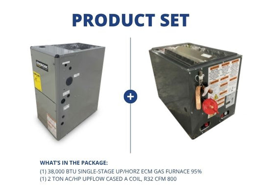 38,000 BTU Single-Stage Up/Horz ECM Gas Furnace 95% and 2 Ton AC/HP Upflow Cased A Coil, R32 CFM 800