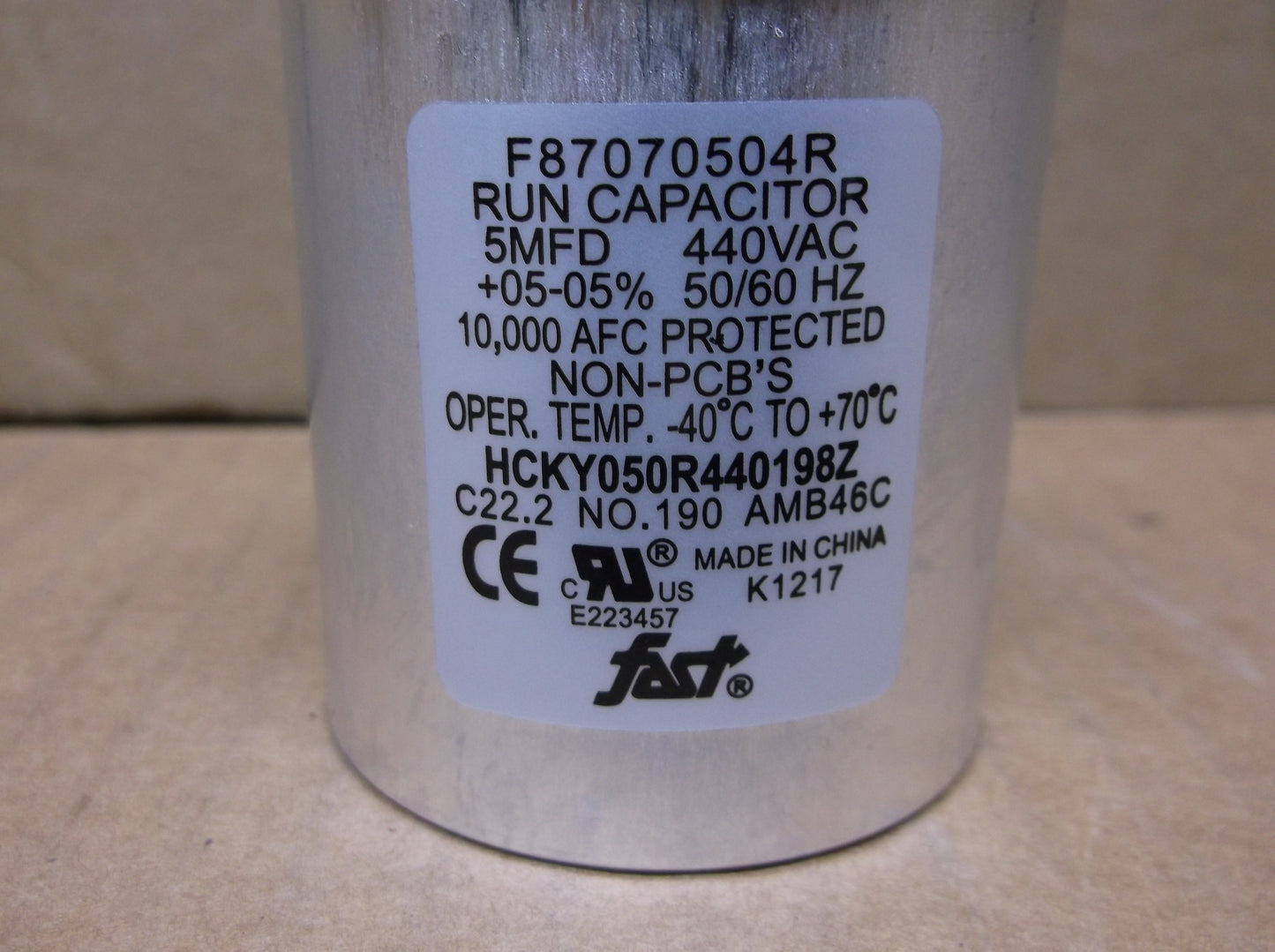 5 MFD x 440 VAC Round Run Capacitor