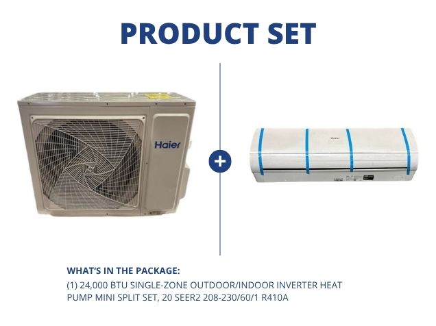 24,000 BTU Single-Zone Outdoor/Indoor Inverter Heat Pump Mini Split Set, 20 SEER2 208-230/60/1 R410A