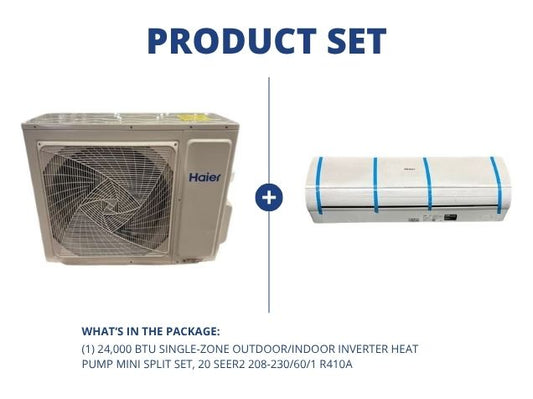 24,000 BTU Single-Zone Outdoor/Indoor Inverter Heat Pump Mini Split Set, 20 SEER2 208-230/60/1 R410A