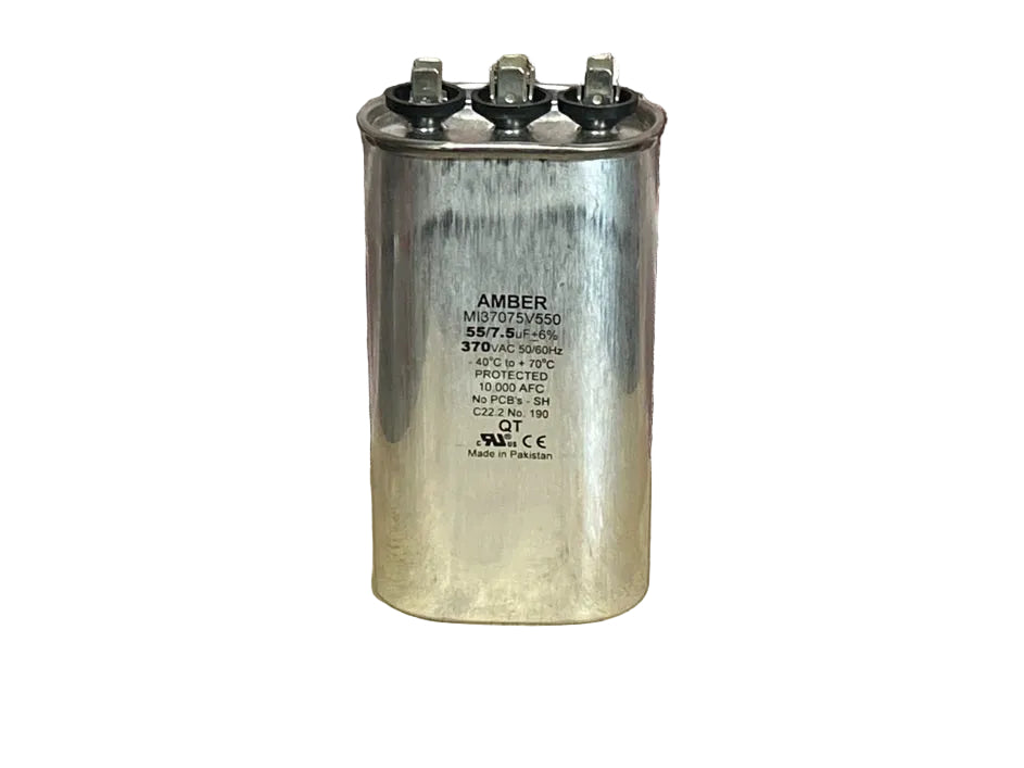 370 Vac, 55+7.5MFD 50/60 Hz, Oval Capacitor