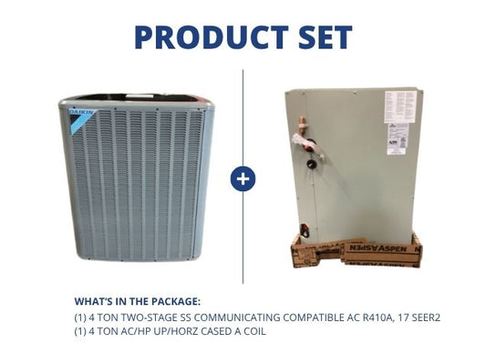 4 Ton Two-Stage SS Communicating Compatible AC R410A, 17 SEER2 with 4 Ton AC/HP Up/Horz Cased A Coil