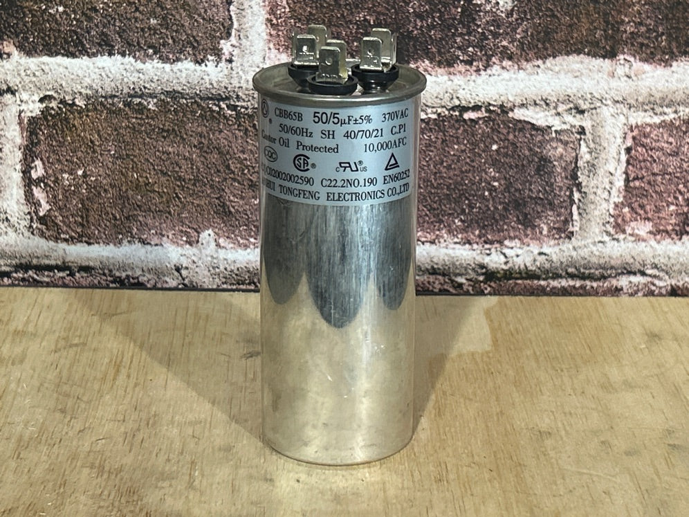 370 Vac, 50+5MFD 50/60 Hz, Round Capacitor