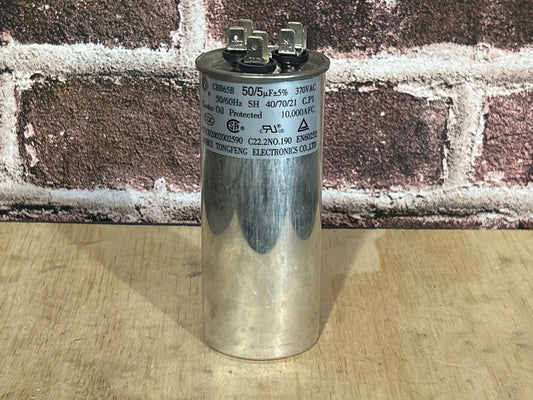 370 Vac, 50+5MFD 50/60 Hz, Round Capacitor