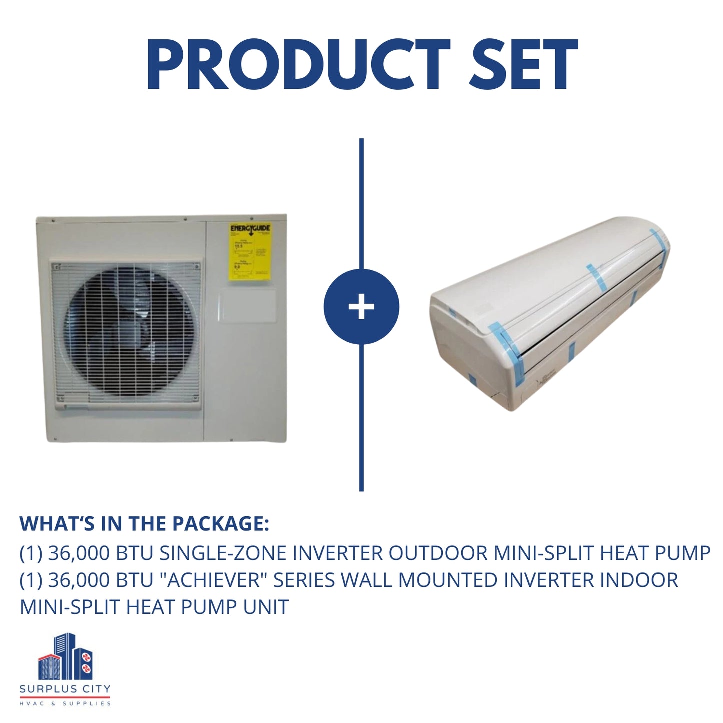 Conjunto de bomba de calor minisplit inverter de zona única de 36 000 Btu, 208-230/60/1 R-410A, 15,5 Seer