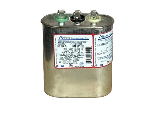 370 Vac, 50+7.5MFD 50/60  Hz, Oval Capacitor