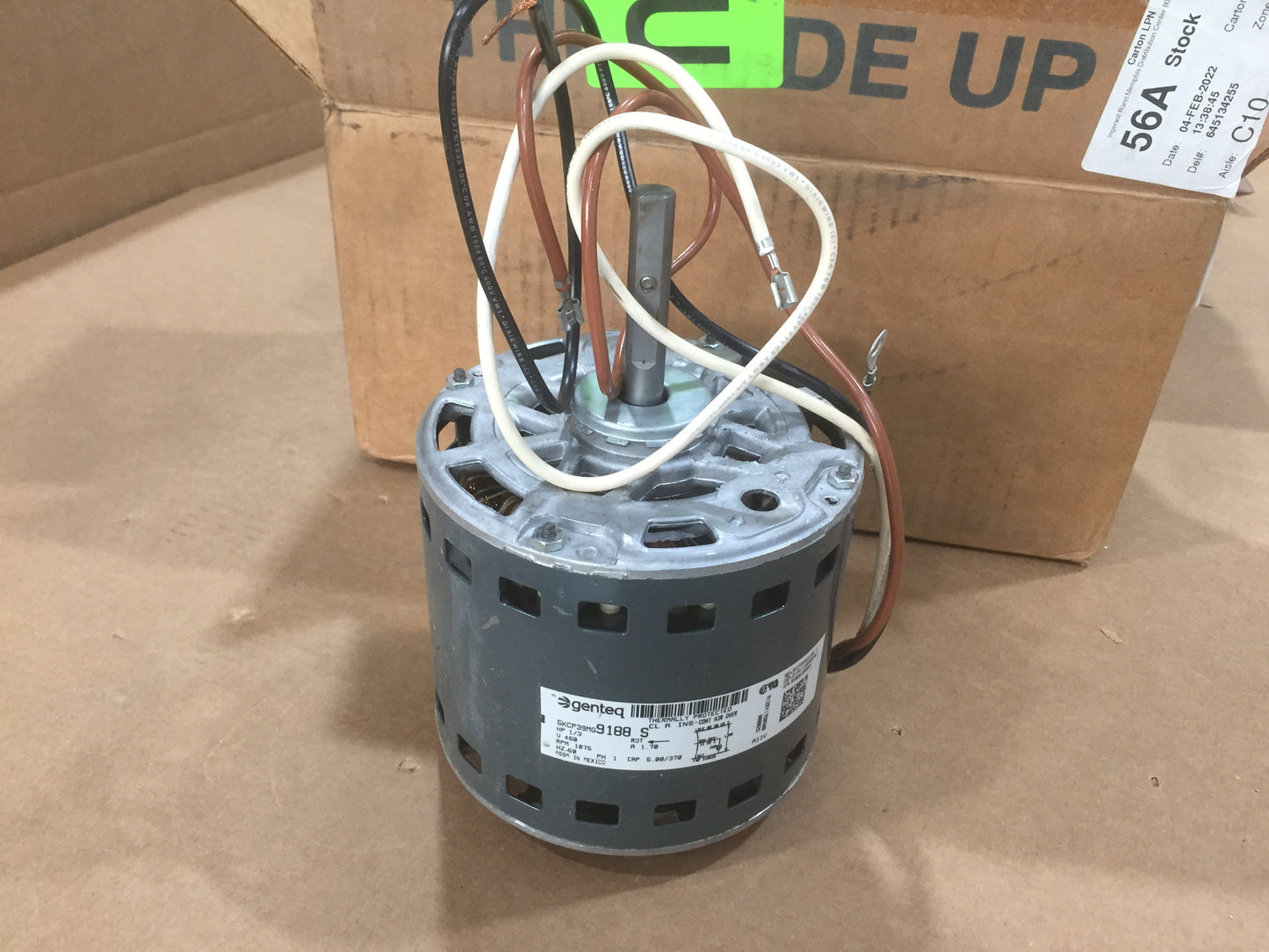 Motor de soplador de accionamiento directo de 1/3 HP, 460/60/1 RPM: 1075/1 velocidad