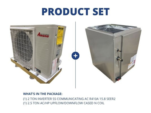 2 Ton Inverter SS Communicating AC R410A 15.8 SEER2 with 2.5 Ton AC/HP Upflow/Downflow Cased N Coil