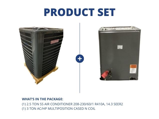2.5 Ton SS Air Conditioner 208-230/60/1 R410A, 14.3 SEER2 and 3 Ton AC/HP Multiposition Cased N Coil