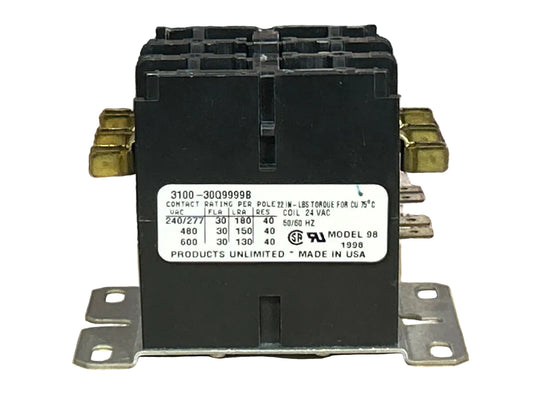 24 V, 50/60 Hz, 30 Amps 3 Pole Contactor