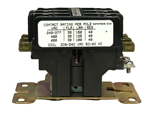 208/240 V, 50/60 Hz, 30 Amps 3 Pole Contactor