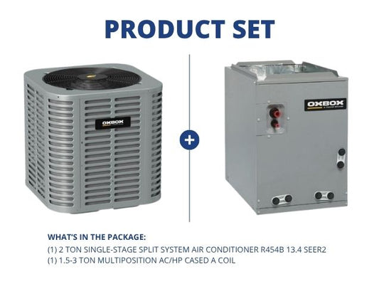 2 Ton 1-Stg SS Air Conditioner 208-230/60/1 R454B 13.4 SEER2 with 1.5-3 Ton AC/HP Multi Cased A Coil