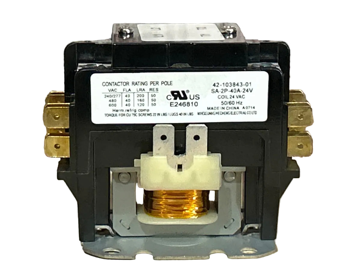 24 V, 50/60 Hz, 40 Amps 2 Pole Contactor