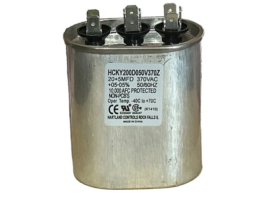 370 Vac, 20+5MFD 50/60 Hz, Oval Capacitor