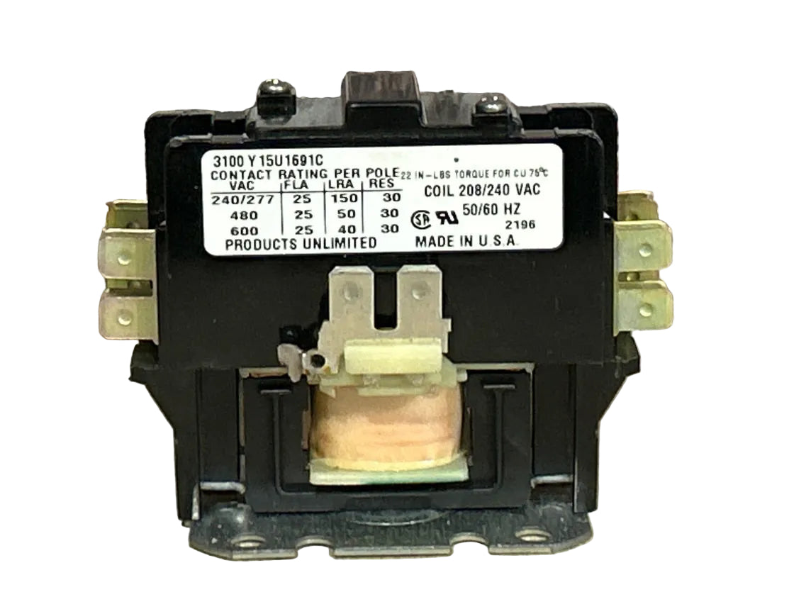 208/240 V, 50/60 Hz, 25 Amps 1 Pole Contactor