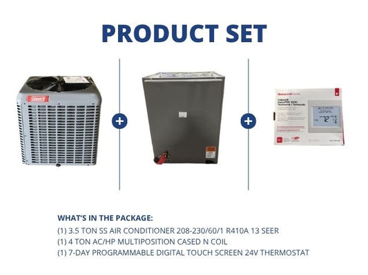 3.5 Ton SS AC 208-230/60/1 R410A 13 SEER, 4 Ton AC/HP Multiposition Cased N Coil with 24V Thermostat