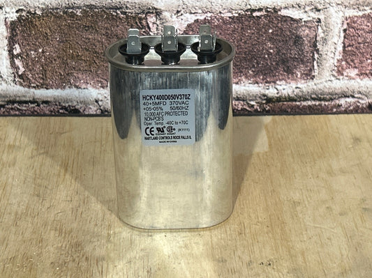 370 Vac, 40+5MFD 50/60 Hz, Oval Capacitor