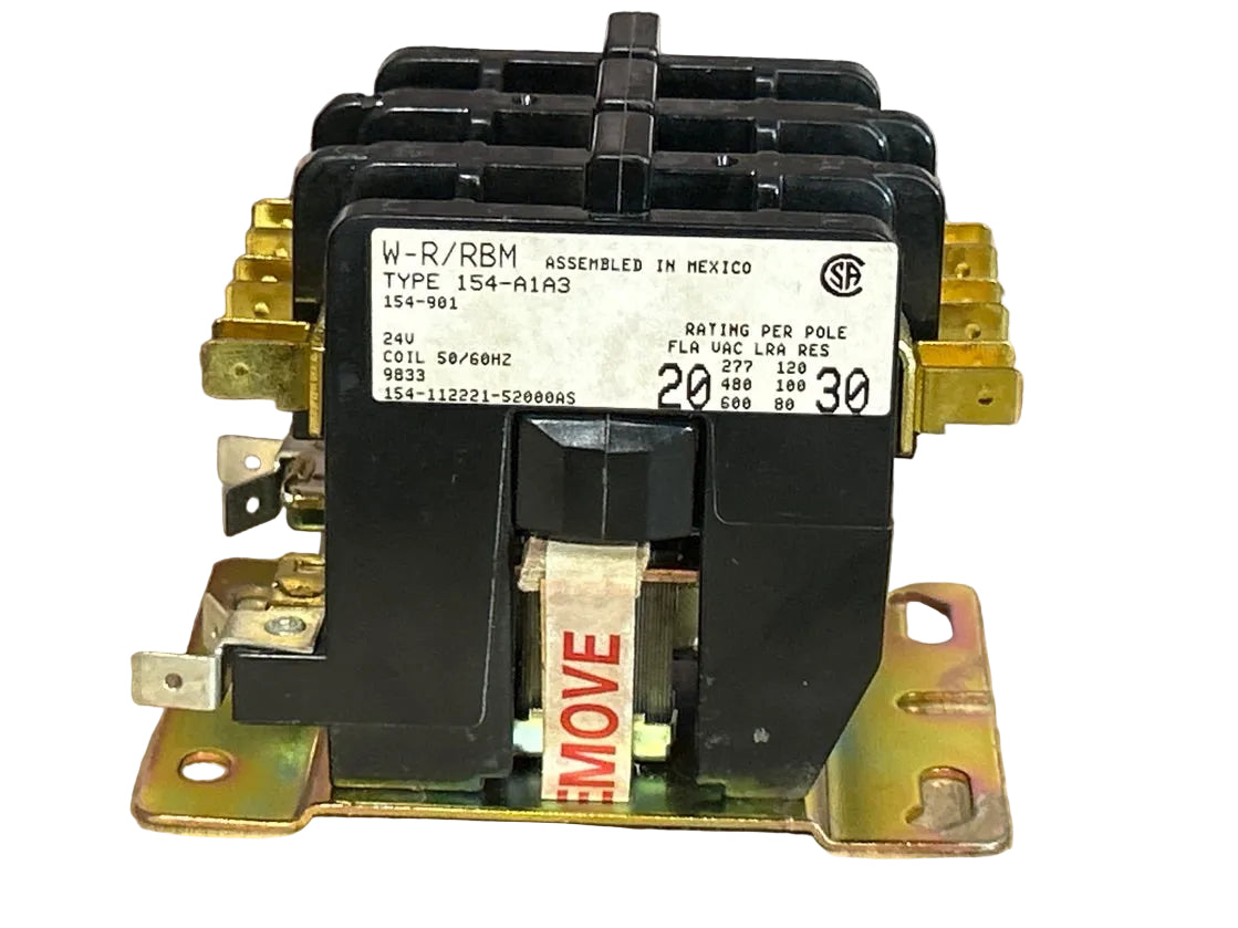 24 V, 50/60 Hz, 20 Amps 3 Pole Contactor