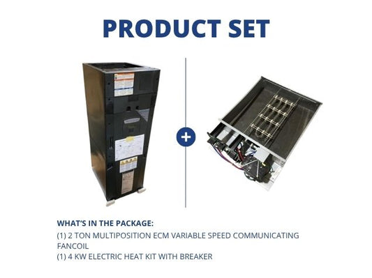 Fan coil de CA/HP con ECM multicomunicación de 2 toneladas con kit de calefacción de 4 Kw, 208-230/60/1 R-410A 195 SEER