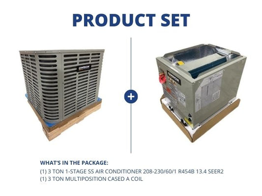 3 Ton 1-Stage SS Air Conditioner 208-230/60/1 R454B 13.4 SEER2 with 3 Ton Multiposition Cased A Coil