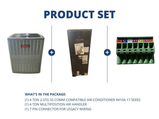 4 Ton Two-Stage SS Comm Comp AC with 4 Ton Multi Air Handler with 7 Pin Connector for Legacy Wiring
