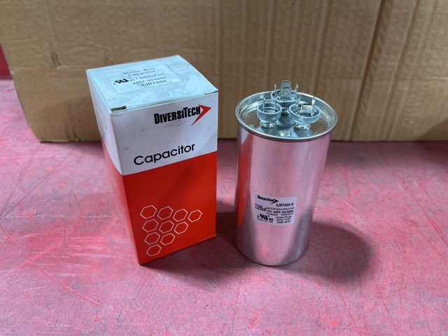 440 Vac, 55+7.5MFD 50/60 Hz, Round Capacitor
