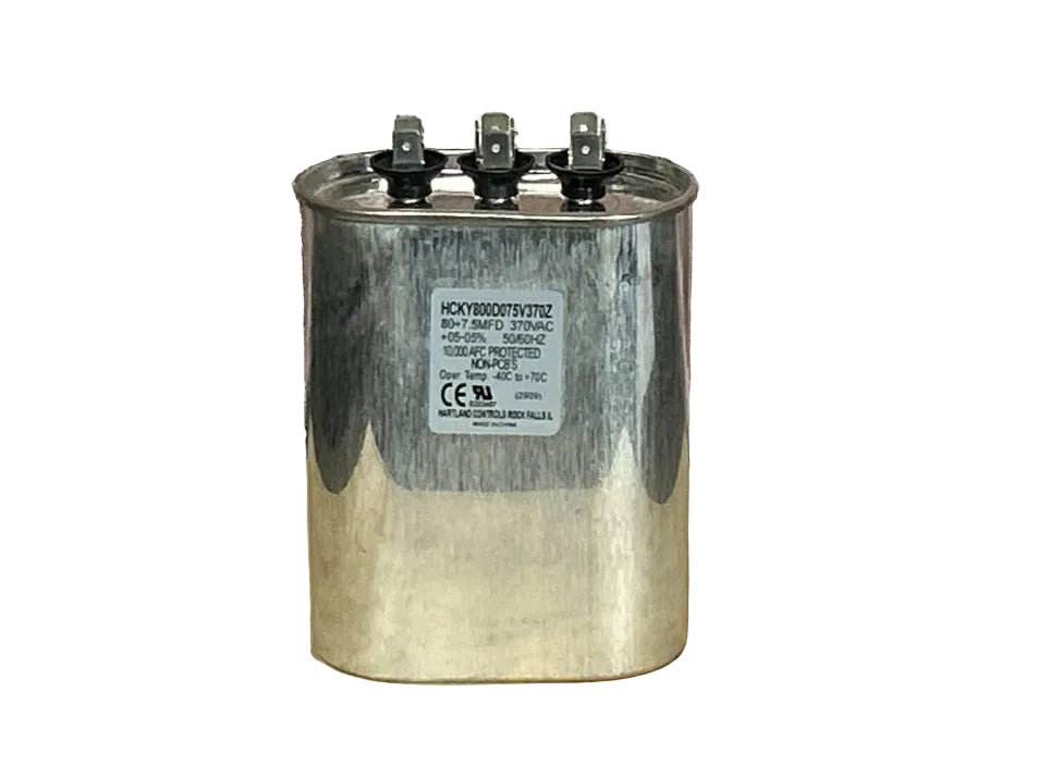 370 Vac, 80+7.5MFD 50/60 Hz, Oval Capacitor