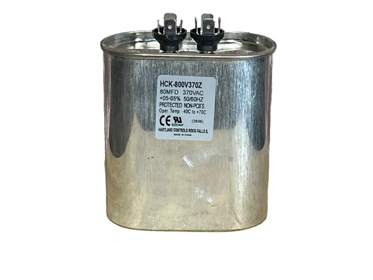 370 Vac, 80MFD 50/60 Hz, Oval Capacitor