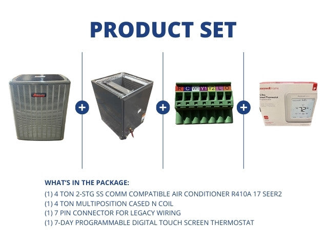 4 Ton SS Comm Comp AC and 4 Ton Multi Cased N Coil with 7 Pin Connector with Programmable Thermostat