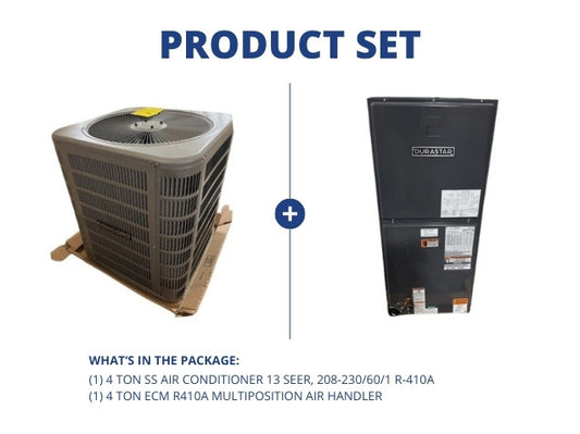 4 Ton SS Air Conditioner 13 SEER, 208-230/60/1 R-410A with 4 Ton ECM R410A Multiposition Air Handler