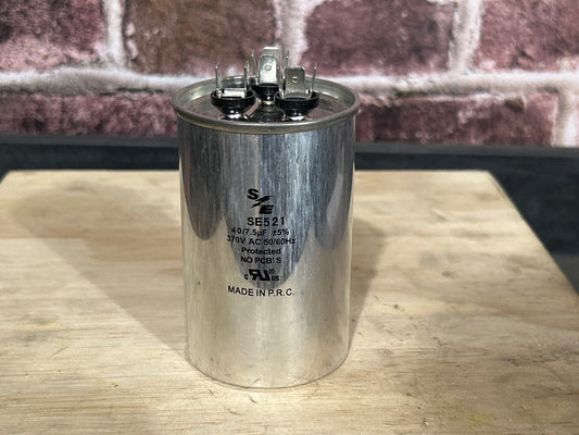 370 Vac, 40+7.5MFD 50/60 Hz, Round Capacitor