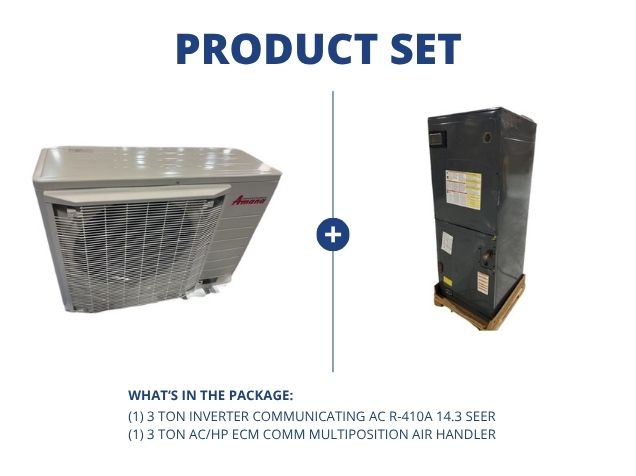 3 Ton Inverter Communicating AC R-410A 14.3 SEER with 3 Ton AC/HP ECM Comm Multiposition Air Handler