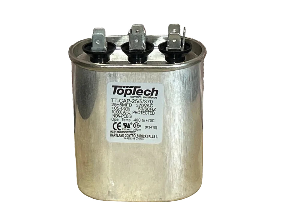 370 Vac, 25+5MFD 50/60 Hz, Oval Capacitor