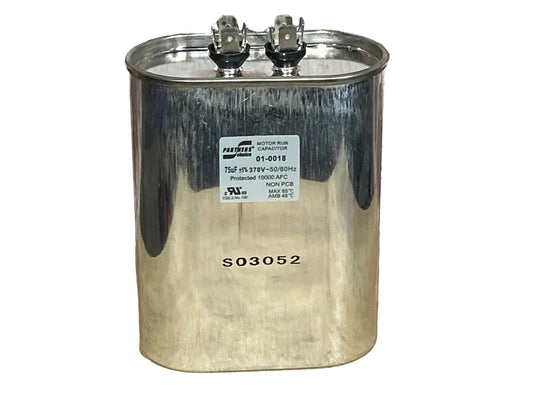 370 Vac, 75MFD 50/60 Hz, Oval Capacitor