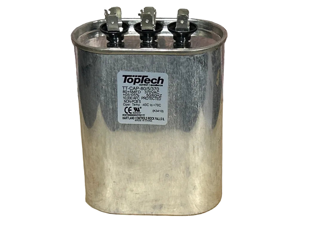 370 Vac, 80+5MFD 50/60 Hz, Oval Capacitor