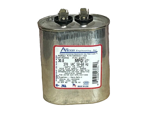 370 Vac, 30MFD 50/60 Hz, Oval Capacitor