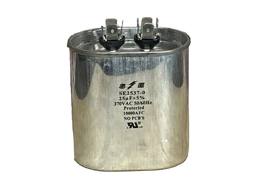 370 Vac, 25MFD 50/60 Hz, Oval Capacitor