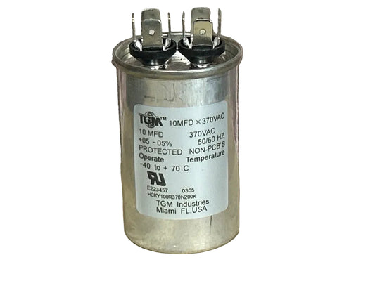 370 Vac, 10MFD 50/60 Hz, Round Capacitor