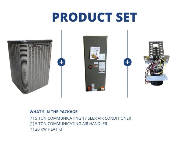 5 Ton Communicating 17 SEER Air Conditioner And 5 Ton Communicating Air Handler With 20 Kw Heat Kit