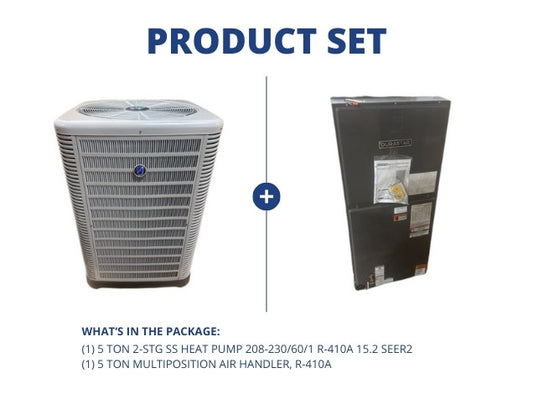 5 Ton 2-Stg SS Heat Pump 208-230/60/1 R-410A 15.2 SEER2 and 5 Ton Multiposition Air Handler, R-410A