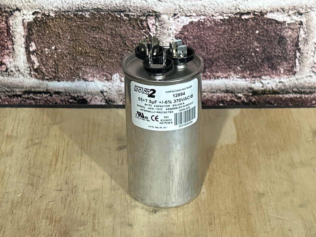 370 Vac, 55+7.5MFD 50/60 Hz, Round Capacitor