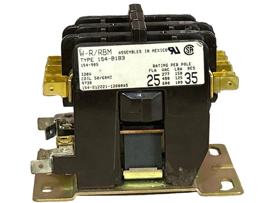 120 V, 50/60 Hz, 25 Amps 3 Pole Contactor