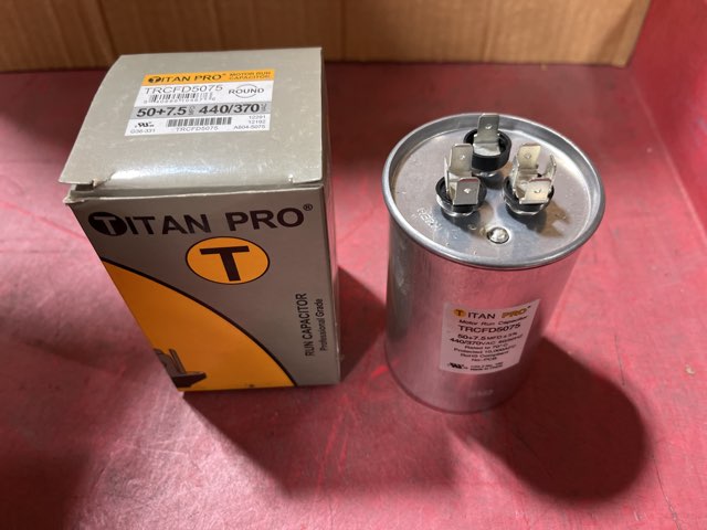 440 Vac, 50+7.5MFD 50/60 Hz, Round Capacitor