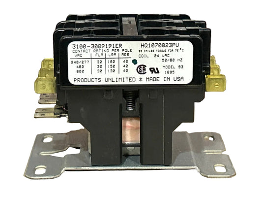 24 V, 50/60 Hz, 30 Amps 3 Pole Contactor