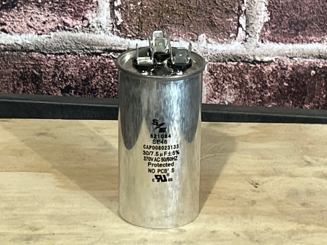 370 Vac, 30+7.5MFD 50/60 Hz, Round Capacitor