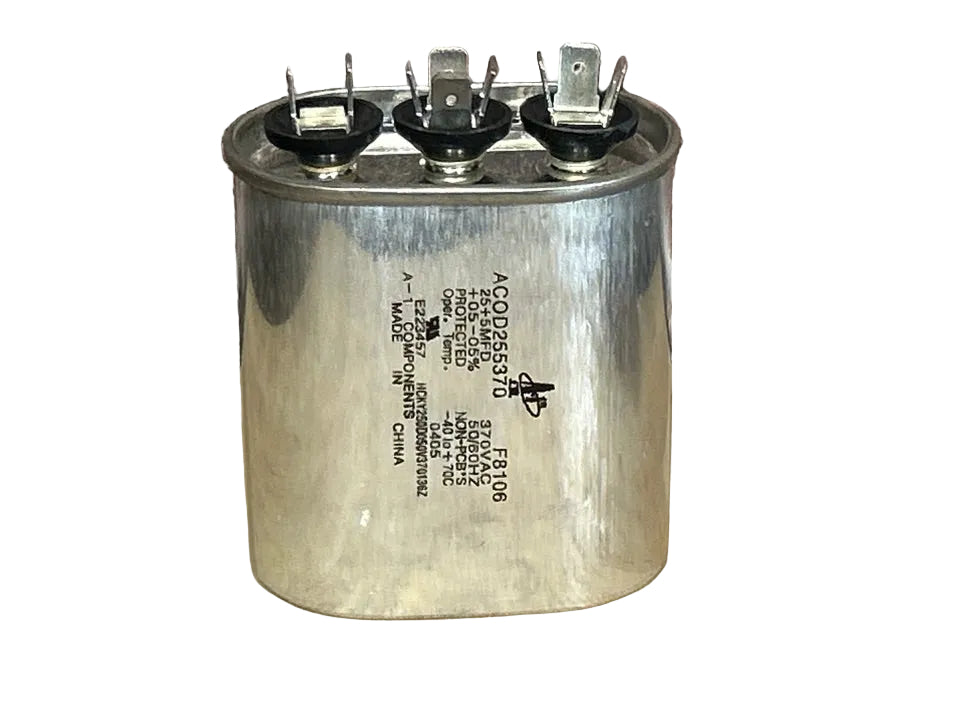 370 Vac, 25+5MFD 50/60 Hz, Oval Capacitor