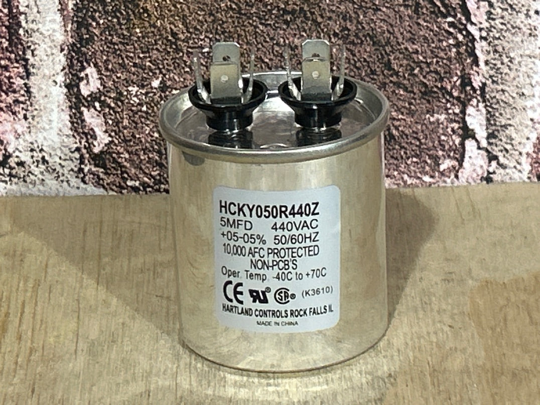440 Vac, 5MFD 50/60 Hz, Round Capacitor