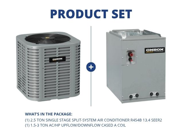 2.5 Ton 1-Stage Air Conditioner 208-230/60/1 R454B 13.4 SEER2 and 1.5-3 Ton AC/HP Up/Down Cased Coil