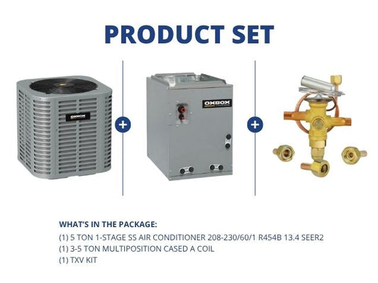5 Ton 1-Stage SS Air Conditioner 208-230/60/1 R454B 13.4 SEER2 with 3-5 Ton Multi Cased A Coil W/TXV