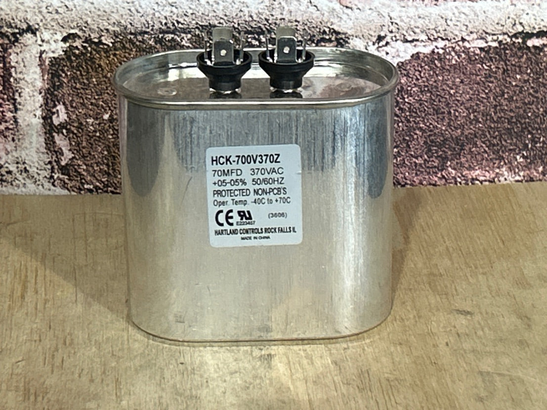 370 Vac, 70MFD 50/60 Hz, Oval Capacitor